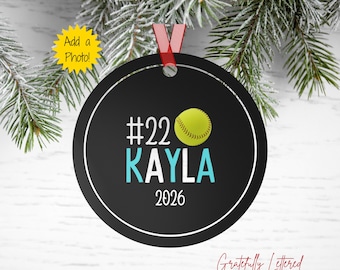 Personalized Softball Ornament | Custom Athlete Christmas Gift | Softball Team Keepsake