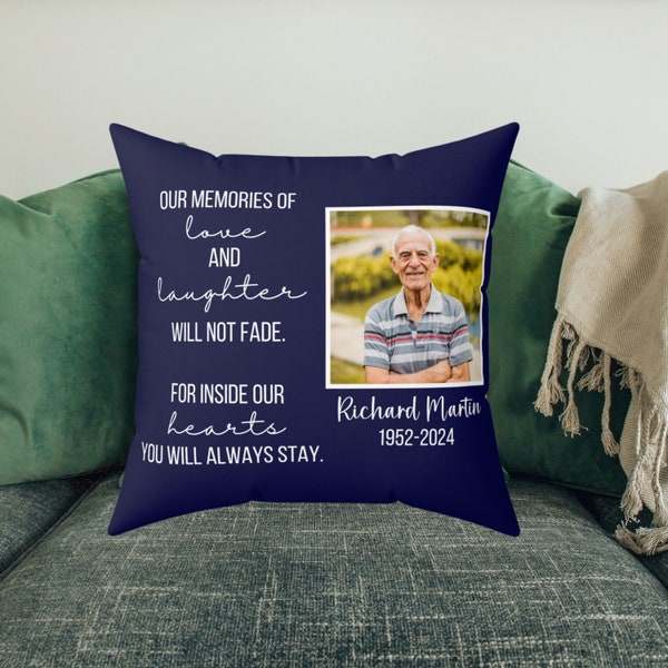 Personalized Photo Memorial Pillow, Custom Sympathy Gift with picture, In Loving Memory, Loss of Parent Grandparent, Decorative Throw Pillow
