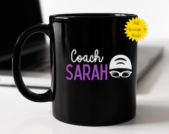 Personalized Swim Coach Mug | Thank You Coach Gift from Swimmer | Custom Swimming Coffee Cup | Swim Team Appreciation Gift