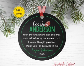 Personalized Football Ornament | Football Coach Thank You Gift | Custom Christmas Keepsake