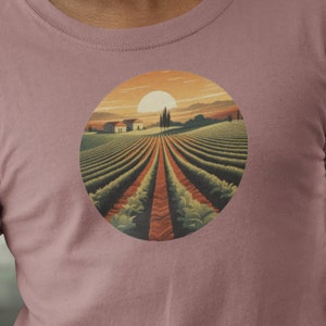 Vineyard Vista Wine Country Silhouette Minimalist T-Shirt