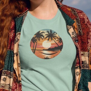 Paradise Found Tropical Beach Silhouette Minimalist T-Shirt