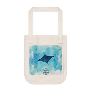 Colorful Stingray Canvas Tote Bag | Bright Reef Art