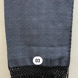 Woven Cotton Scarf Reboso/Handwoven Artisan Shawl from Oaxaca 03.-gris azulado