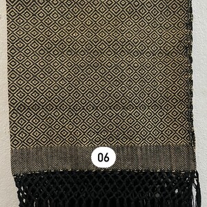 Woven Cotton Scarf Reboso/Handwoven Artisan Shawl from Oaxaca 06.-ocre