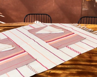 Set of Artisanal Placemats and Cotton Napkins from Pueblo Nuevo Oaxaca.