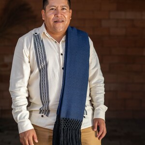 Woven Cotton Scarf Reboso/Handwoven Artisan Shawl from Oaxaca image 3