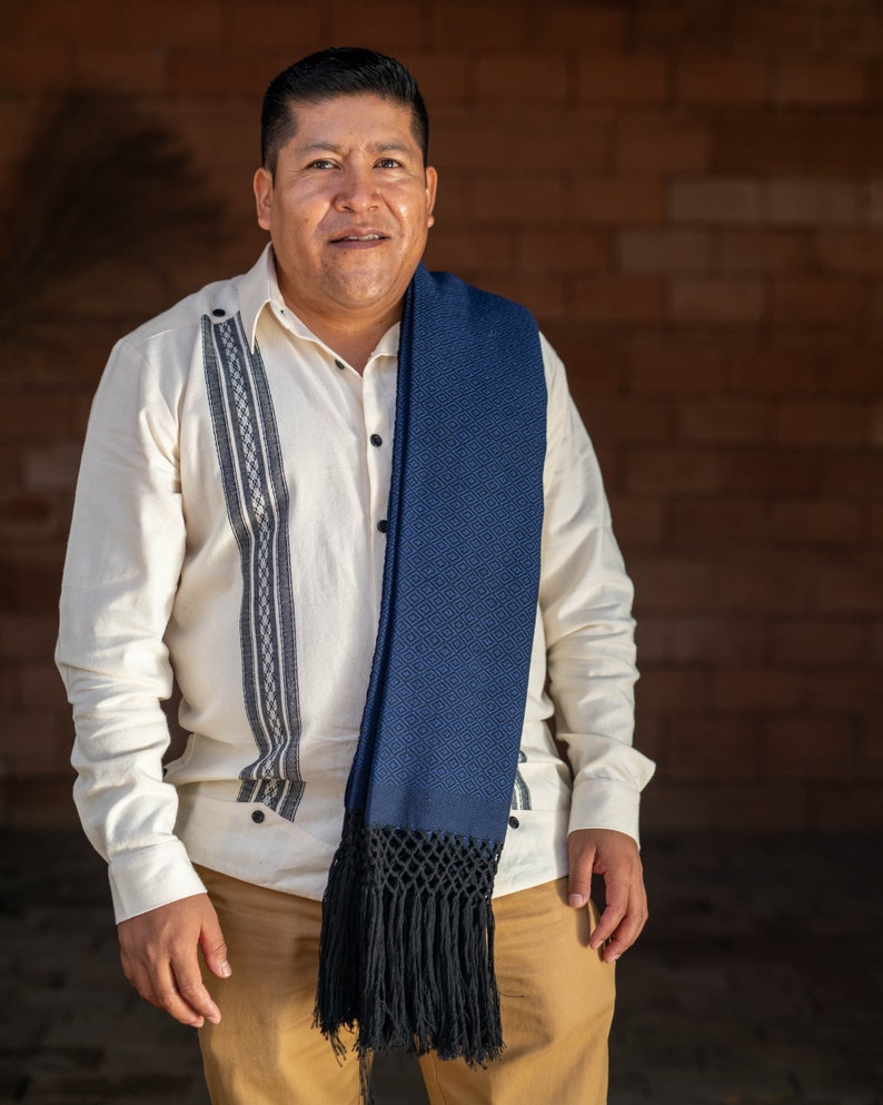 Woven Cotton Scarf Reboso/Handwoven Artisan Shawl from Oaxaca image 3
