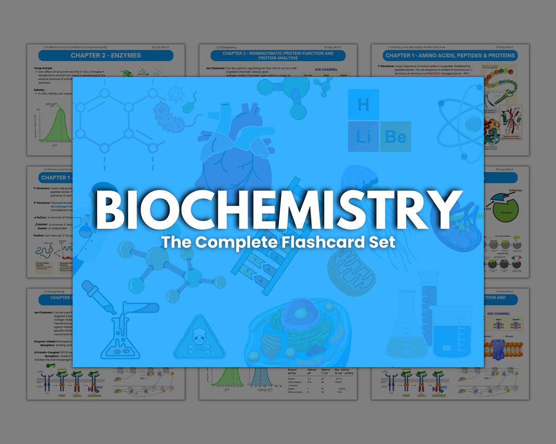 MCAT Biochemistry Flashcard Set Etsy