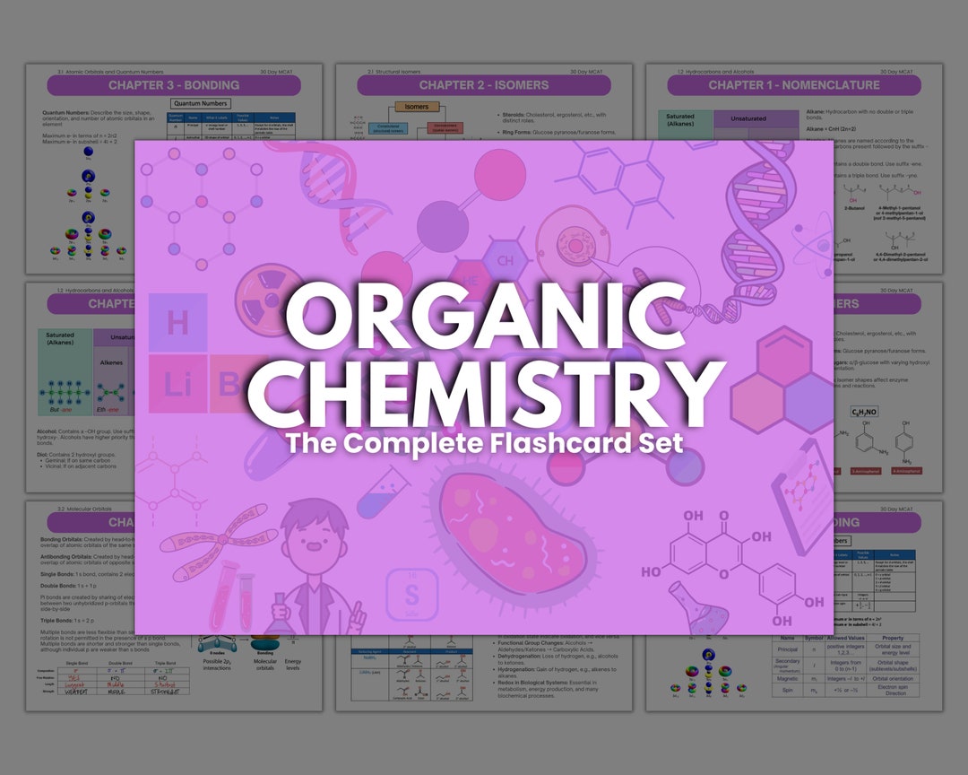 MCAT Organic Chemistry Flashcard Set Etsy