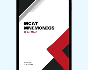 MCAT Mnemonics | 30 Day MCAT | MCAT Preparation | Premed | Medical College Admission Test | 30DayMCATShop.com | 30DayMCAT.com