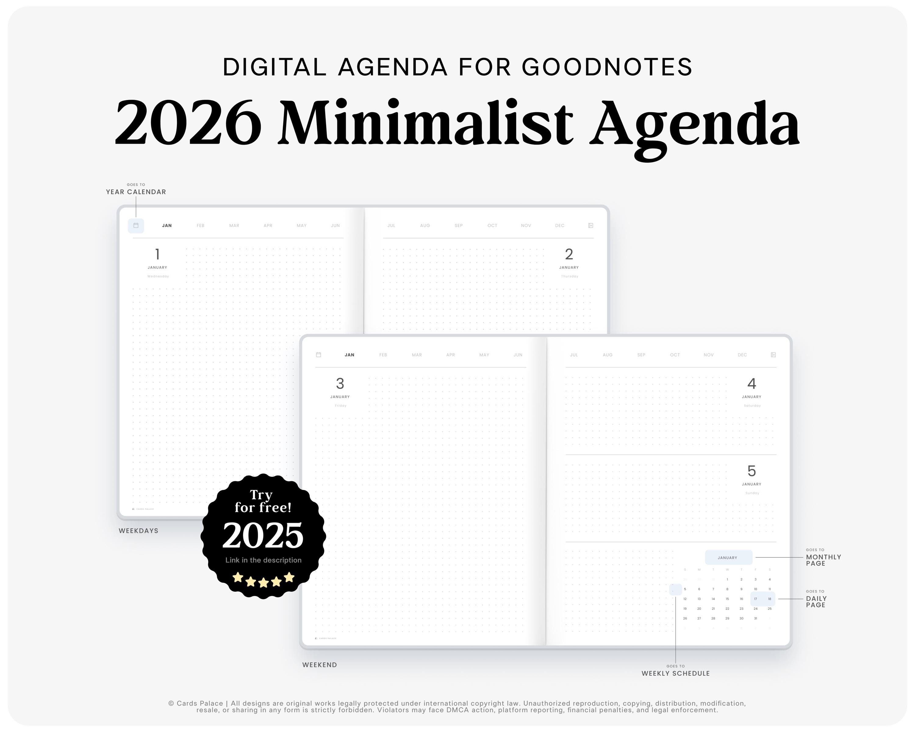 Calendario de cuadrícula simple - Etsy México, image size:3000x2400