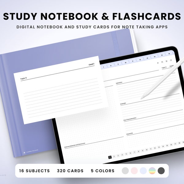 Student Notablity Planner and Flash Cards | Digital Study Cards | Digital Notebook and Flashcards | Notability Noteful Goodnotes Collanote