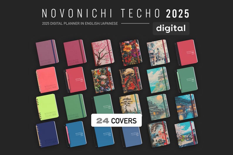 Dark Mode Hobonichi 2025 2026 Digital Planner for Goodnotes Daily Week ...