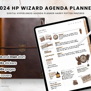 2024 Simple Agenda Planner Wizard Inspired HP Diary Daily Weekly Monthly Covers Goodnotes Collanote Notability Noteful App Digital Print