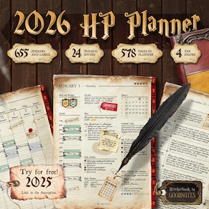 Harry 2026 Planner Agenda Magical | Notability, Goodnotes, Noteful, Collanote | 600+ Digital Pages | Weekly Monthly Daily Hyperlinks UPDATED