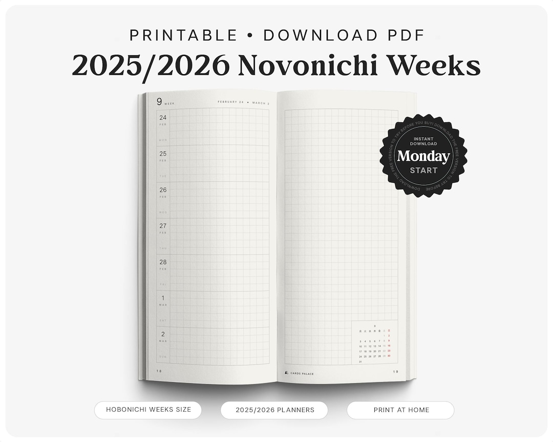 Novonichi Weeks – Printable PDF Planner (2025 & 2026) Hobonichi Weeks ...