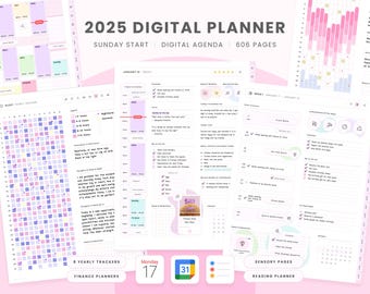 2025 Digital iPad Planner for GoodNotes Portrait Mode,2025 Digital Planner, 5 Colors, Budget Planner, Yearly and Monthly Trackers