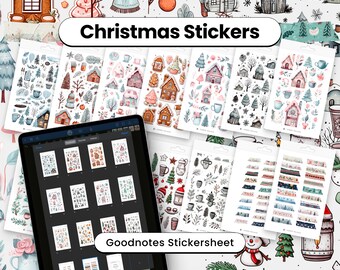 Winter Christmas Goodnotes Stickers, Digital Journaling (PDF File)