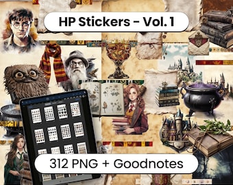 Magic Potter HP Digital Stickers PNG Washi Tapes & Stickers for Goodnotes Stickers Collection File | Wizard School | Wizarding | Harry World