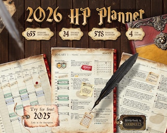 Harry 2026 Planner Agenda Magical | Notability, Goodnotes, Noteful, Collanote | 600+ Digital Pages | Weekly Monthly Daily Hyperlinks UPDATED
