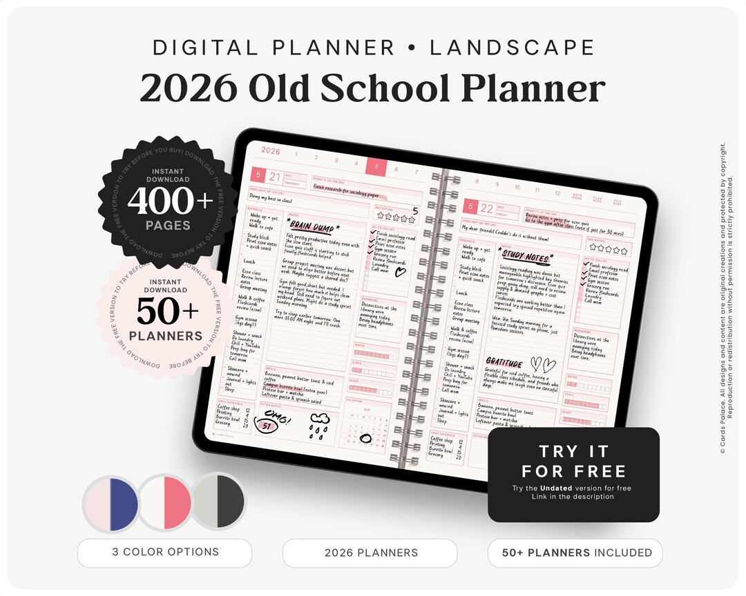 2026 Digital Planner for iPad Goodnotes Notability | Daily Planner ...