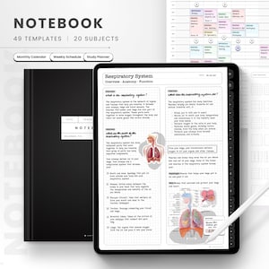 Digital Notebook, Goodnotes Notebooks, Notebook with Tab, Portrait, Lined Digital Journal, Digital Notes Template, Student Notebook Journal