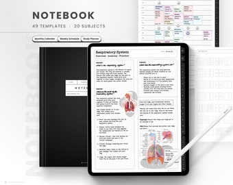 Digital Notebook, Goodnotes Notebooks, Notebook with Tab, Portrait, Lined Digital Journal, Digital Notes Template, Student Notebook Journal
