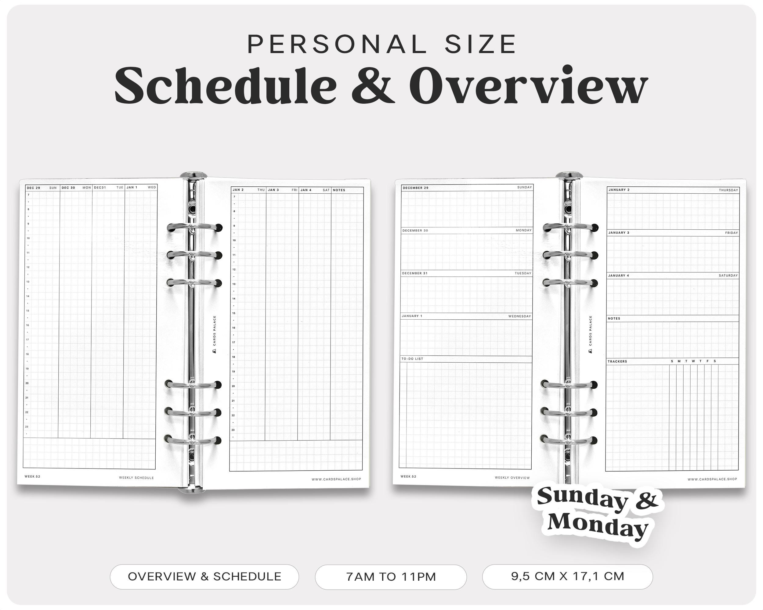 2025 Printable Personal Planner Dated Weekly Personal Size Inserts ...