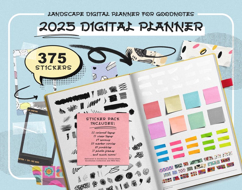 Dark Mode Hobonichi 2025 2026 Digital Planner for Goodnotes Daily Week ...