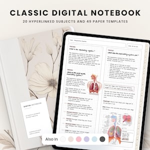 Digital Notebook, Goodnotes Notebooks, Notebook with Tab, Portrait, Lined Digital Journal, Digital Notes Template, Student Notebook Journal