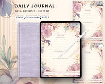 Digital Daily Journal, Gratitude Journal, Digital Journal, Goodnotes Journal, Digital Diary, iPad Journal, Hyperlinked Manifestation Journal