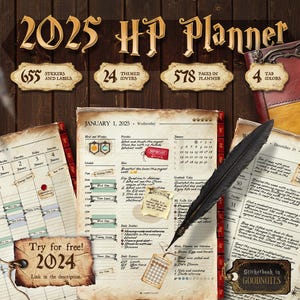 2025 Planner Harry Journal HP Notebook Covers Templates Calendar Agenda Goodnotes Notability Wizard Digital - Try for free! Potter Budget
