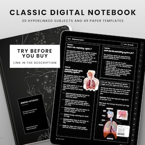 Digital Notebook, Goodnotes Notebooks, Notebook with Tab, Portrait, Lined Digital Journal, Digital Notes Template, Student Notebook Journal