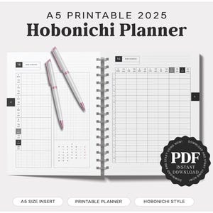 2025 Printable A5 Hobonichi Daily Planner: Weekly Overview, Schedule (PDF)