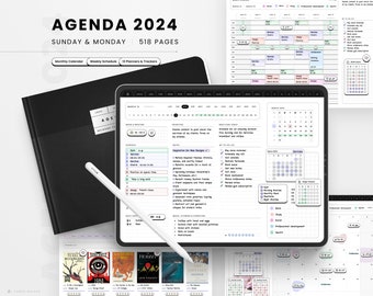 2024 Digital Planner Landscape, 2024 Digital Dated Daily Planner, Weekly Schedule, 2024 iPad Planner, 2024 GoodNotes Planner Notability Wide