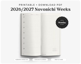 2027 Novonichi Weeks – Printable PDF Planner Hobonichi Weeks Style - Print Yourself - DIY Planner Weekly Layout - 2026 Included