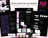 2024 Dark Mode Digital iPad Planner for GoodNotes Portrait Mode, 2024 Dark Mode Digital Planner, Budget Planner, Yearly and Monthly Trackers