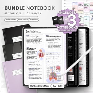 Digital Notebook Bundle, 20-Tab Portrait Journal, Goodnotes Template (Digital Download)