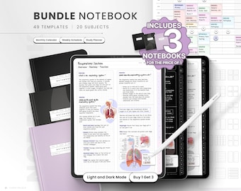 Digital Notebook Bundle, 20-Tab Portrait Journal, Goodnotes Template (Digital Download)