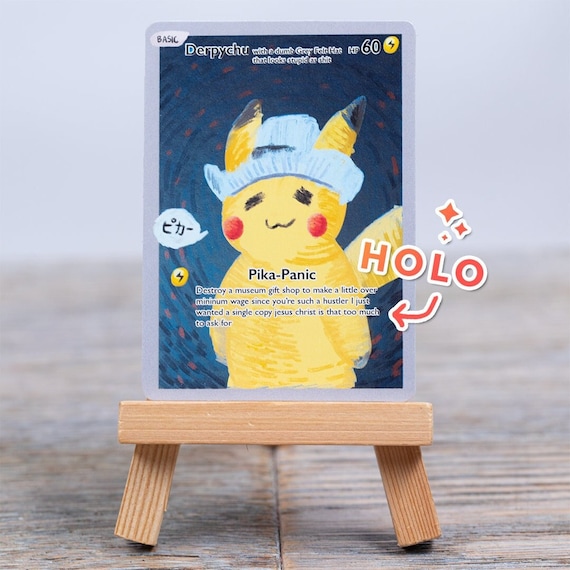 Derpy Van Gogh Pikachu With Gray Felt Hat That Looks Stupid as