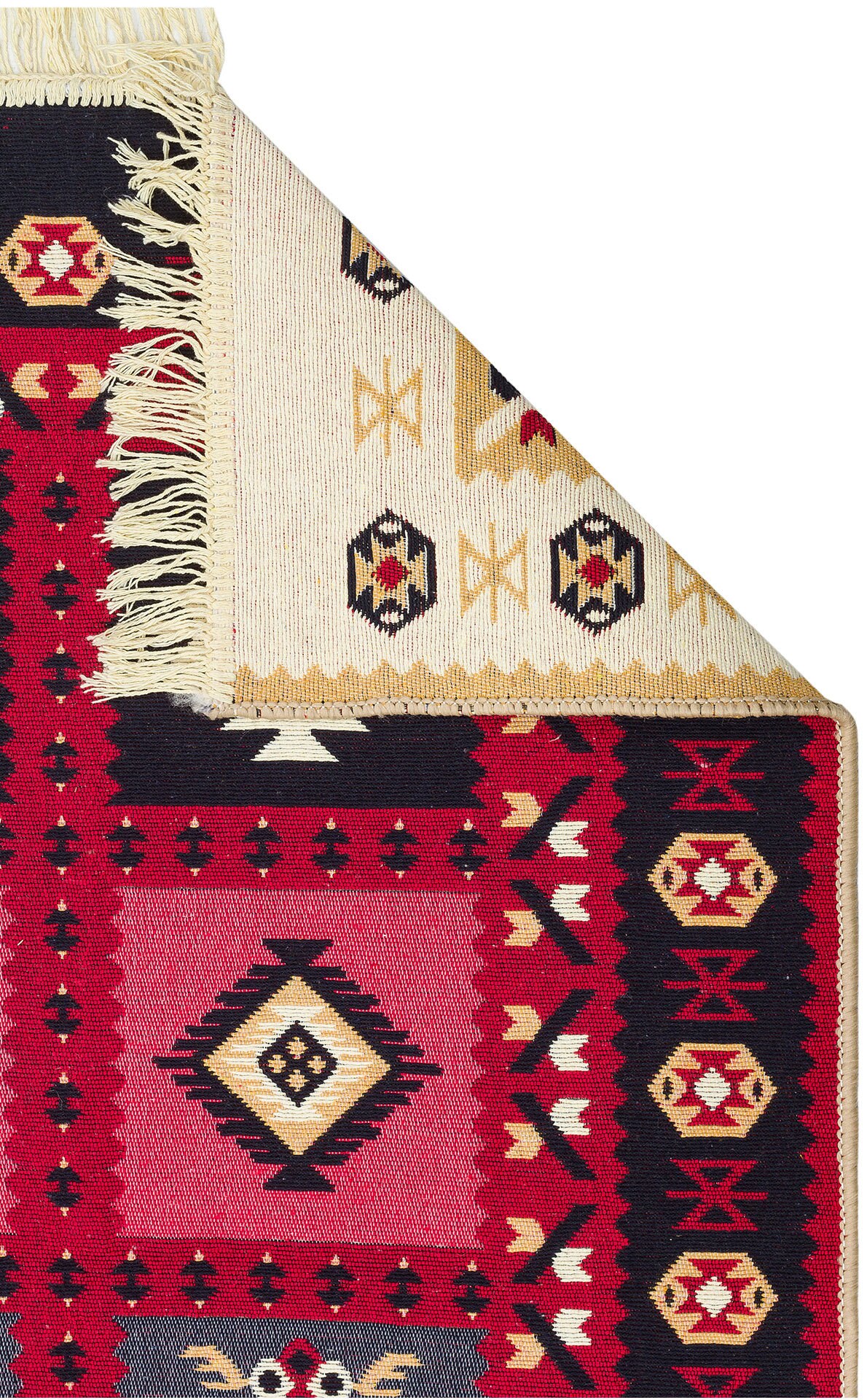 Red Colourful Soft Rustic Modern Rug Double Sided Cotton Rug Machine ...
