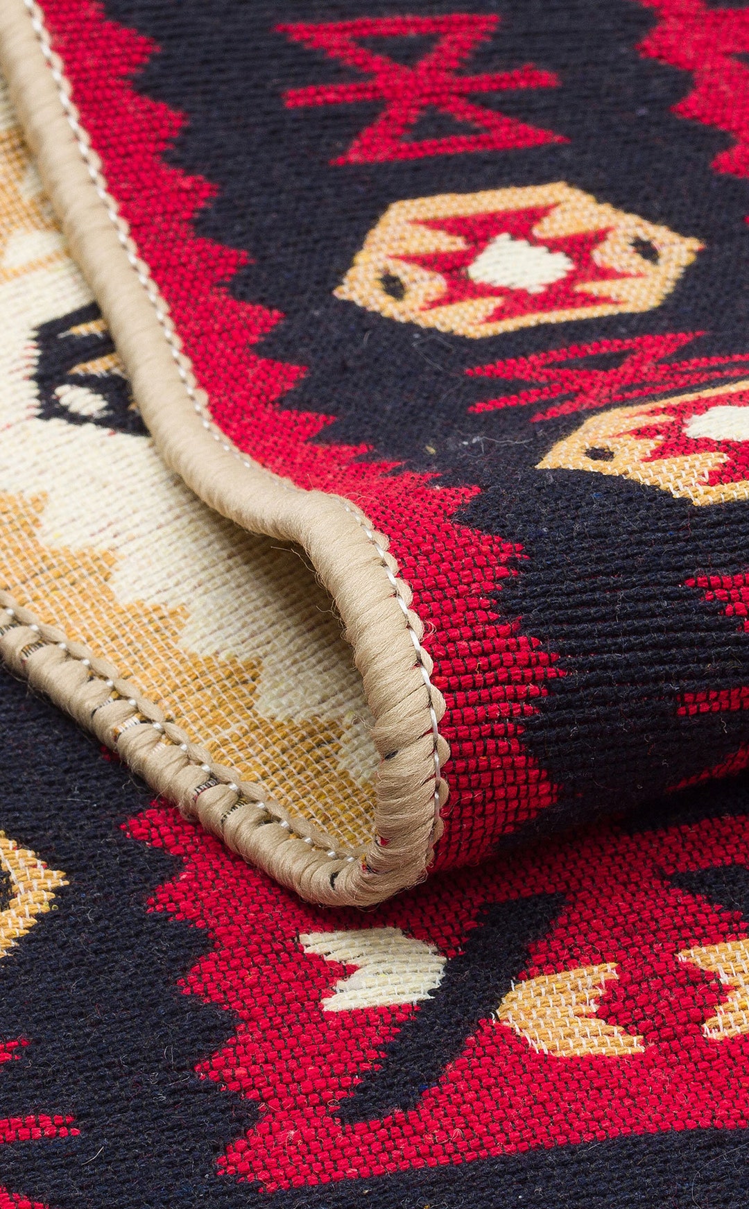 Red Colourful Soft Rustic Modern Rug Double Sided Cotton Rug Machine ...