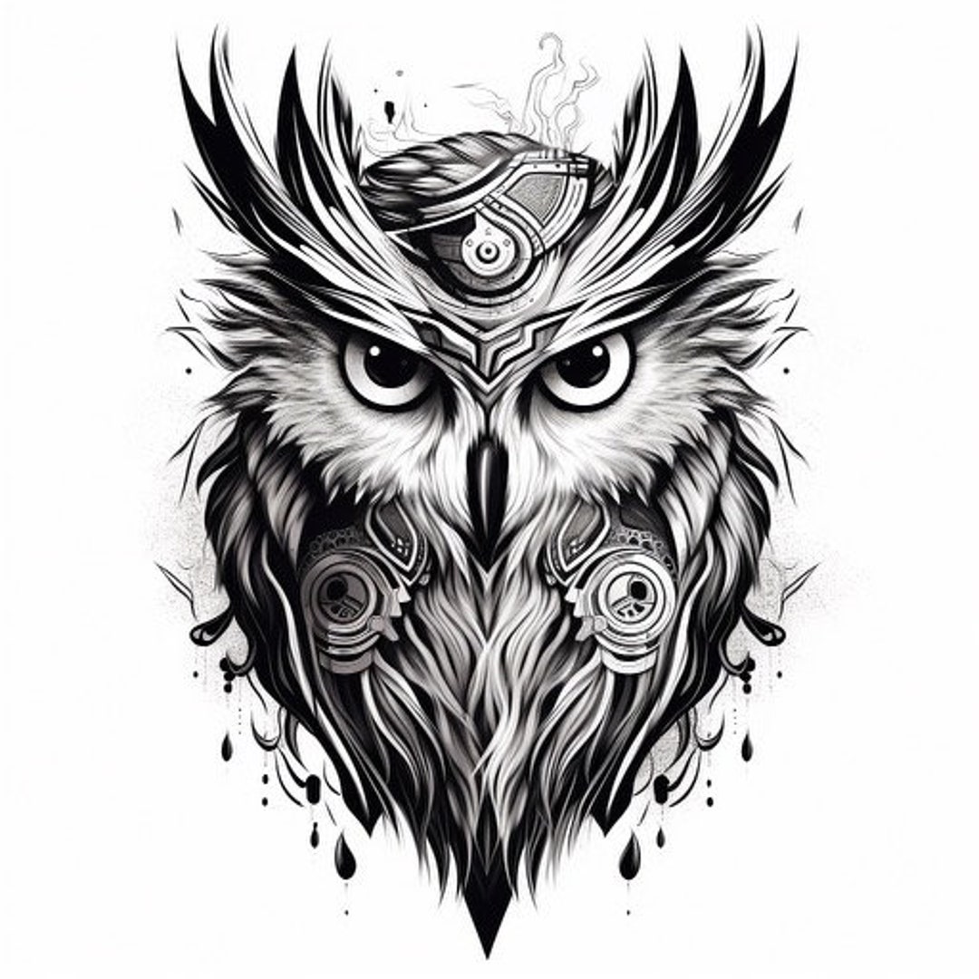 Tribal Owl Tattoo Design 2 Etsy