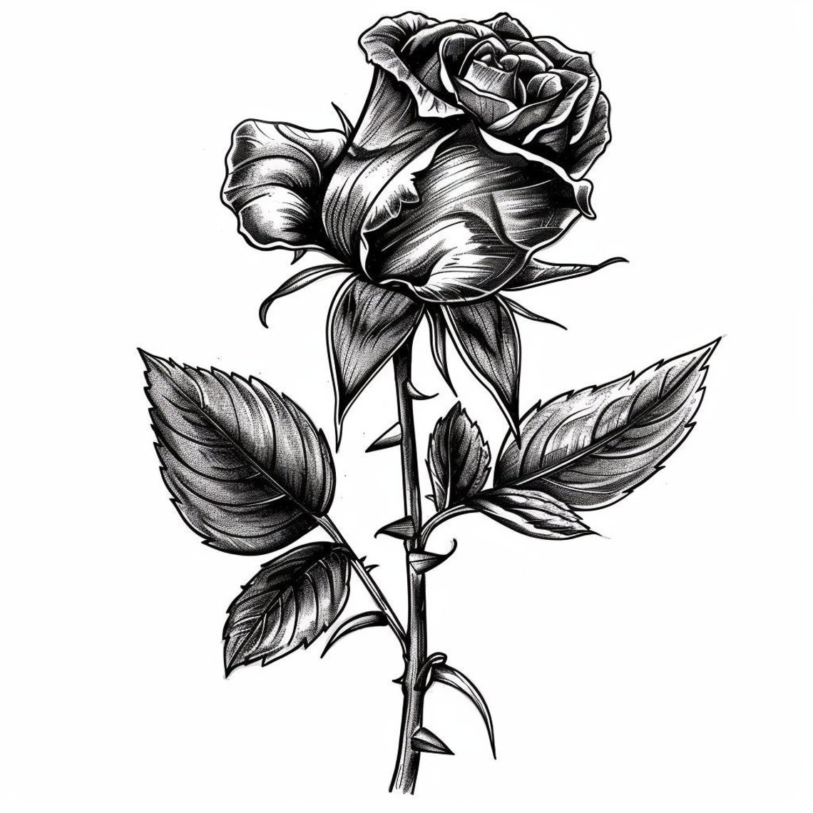 Black Rose Tattoo Design 1 Etsy