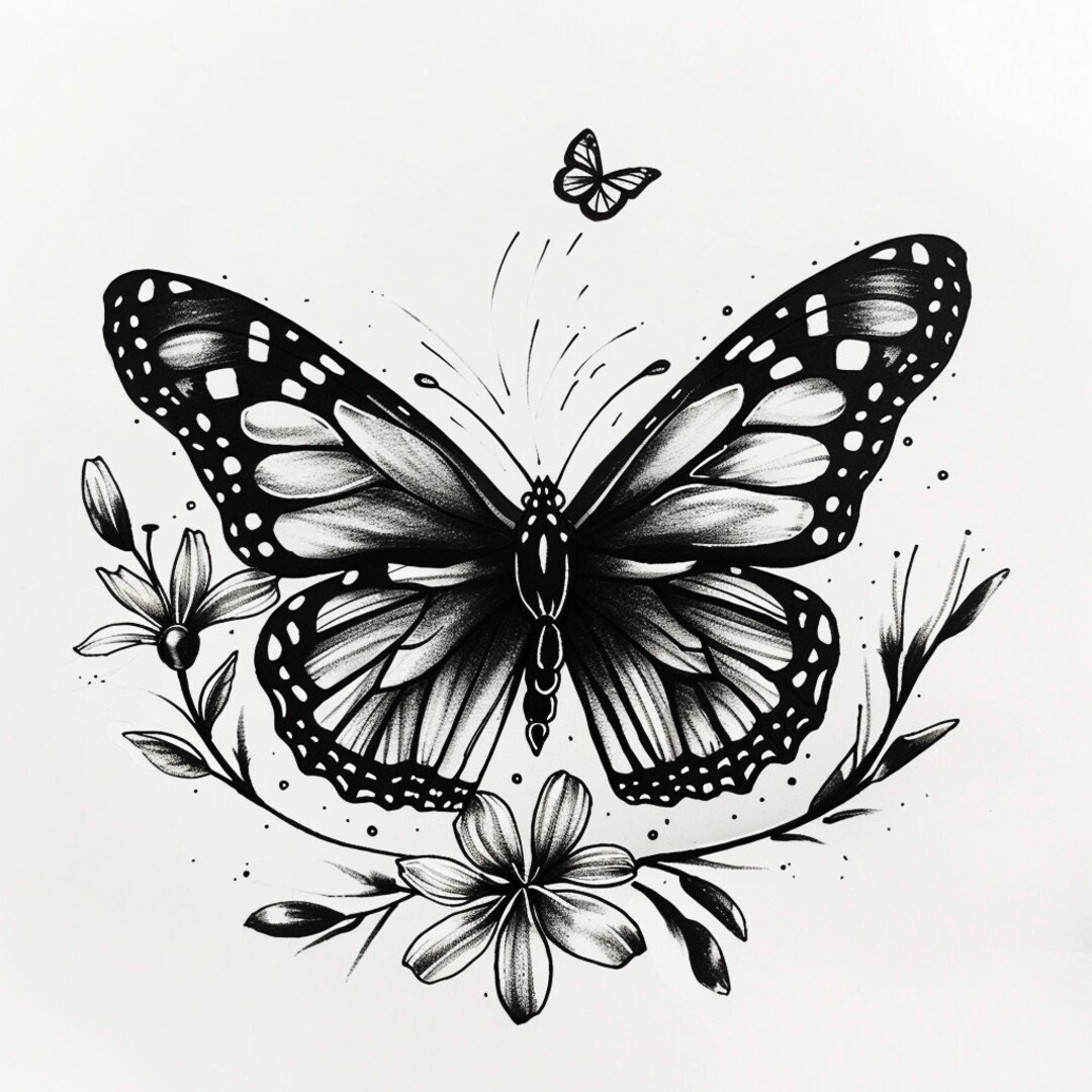 Monarch Butterfly Tattoo Design 2 - Etsy