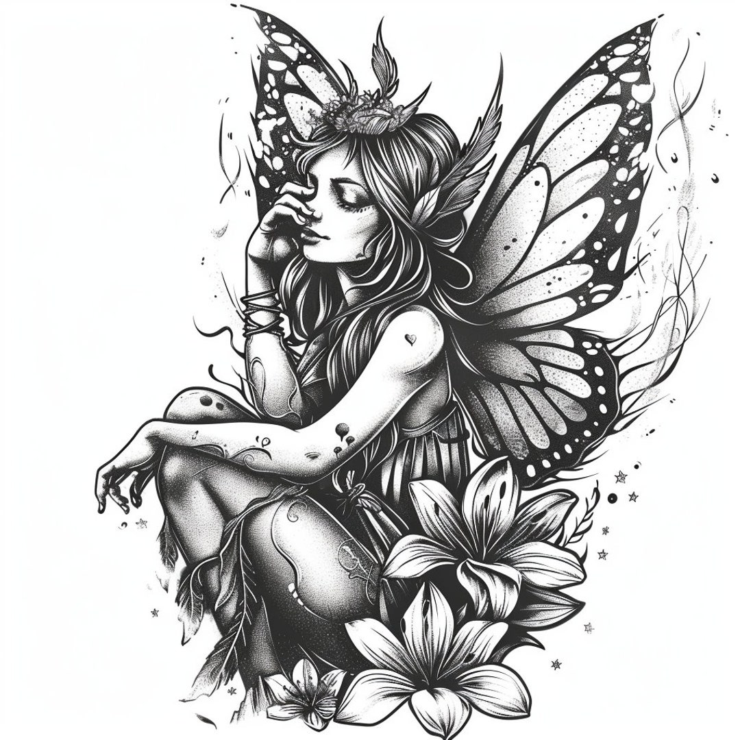 Fairy Tattoo Design 1 - Etsy