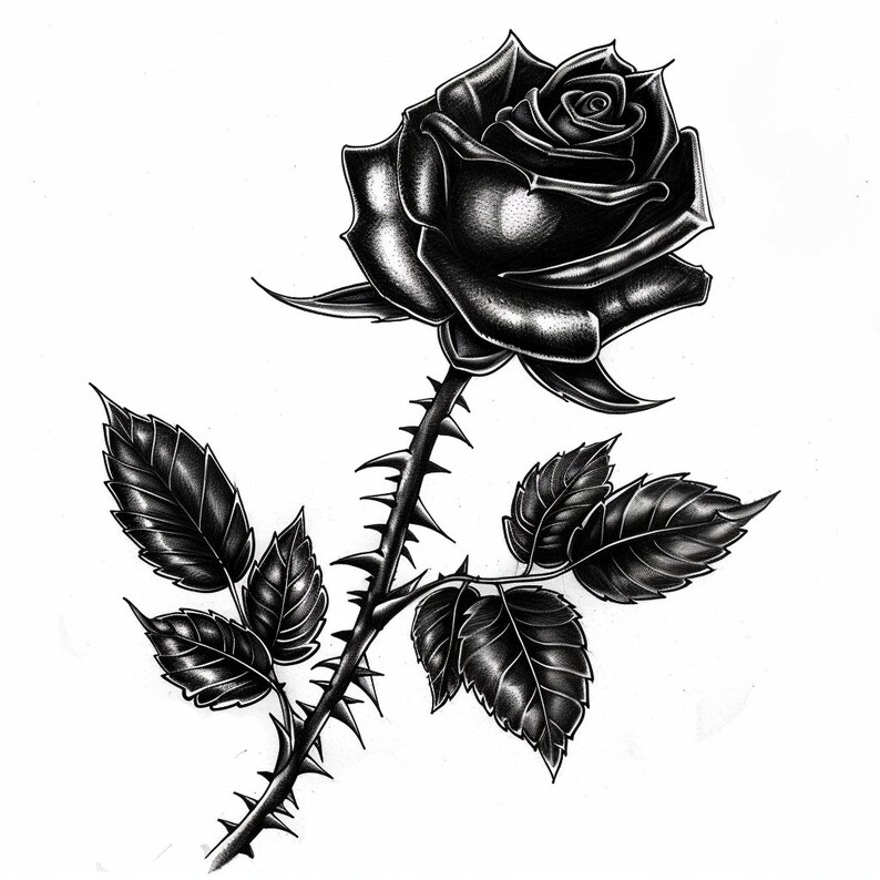 Black Rose Tattoo Design 3 Etsy