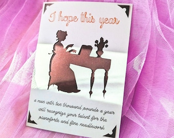 Jane Austen Funny Birthday or Galentine's Day Card - Pride & Prejudice or Bridgerton fan b-day -- free shipping