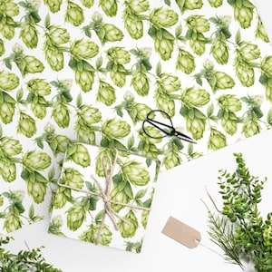 Watercolor Hops Gift Wrap | Brewery-Themed Craft Beer Wrapping Paper